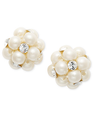 Charter Club Imitation Pearl and Crystal Cluster Earrings, Created for  Macy's & Reviews - Earrings - Jewelry & Watches - Macy's