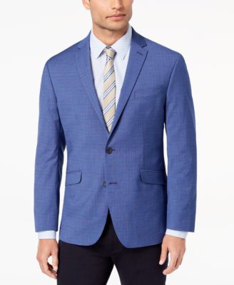 Kenneth Cole Reaction - Men's Slim-Fit Stretch Medium Blue Plaid Sport Coat