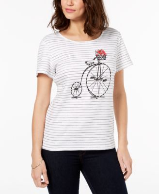 Karen Scott - Petite Cotton Bicycle Graphic T-Shirt, Created for Macy's