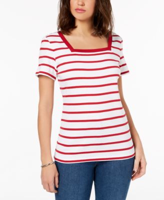 Karen Scott - Cotton Square-Neck T-Shirt