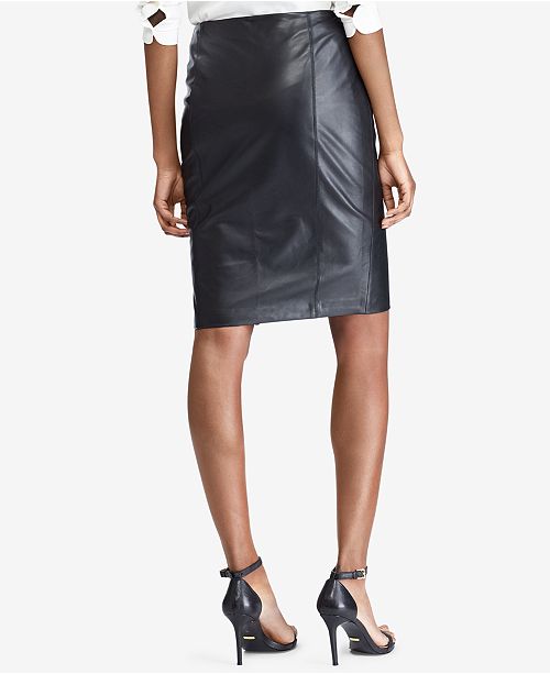 Lauren Ralph Lauren Two-Way-Zip Leather Skirt & Reviews - Skirts ...