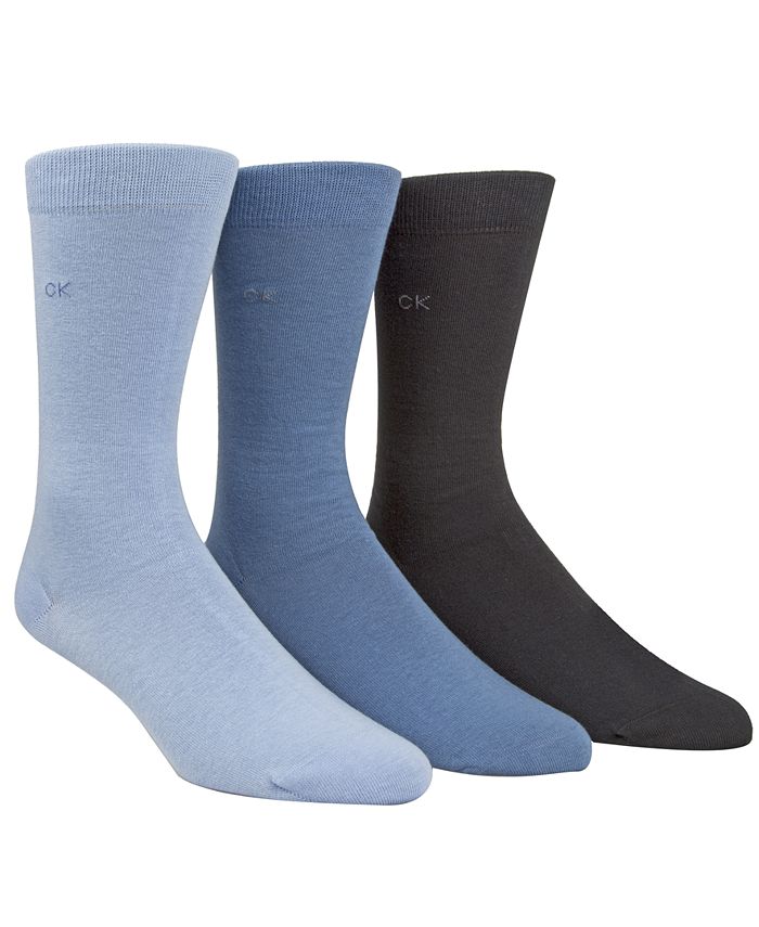 Calvin Klein Men's Socks, Combed Flat Knit Crew 3 Pack & Reviews ...