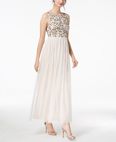 Adrianna Papell Petite Floral-Beaded Gown - Dresses - Petites - Macy&#39;s
