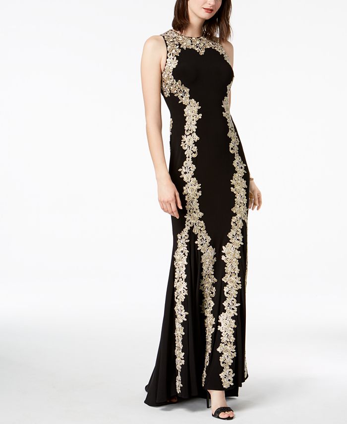 Betsy & Adam Metallic Embroidered Mermaid Gown - Macy's