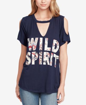 Jessica Simpson - Juniors' Ula Wild Spirit Cold-Shoulder Graphic T-Shirt