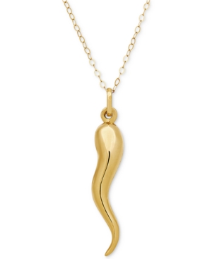 image of Italian Gold Polished Cornicello Horn 18