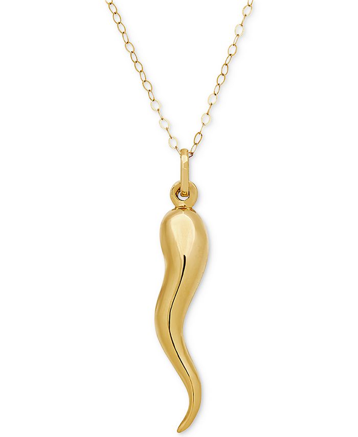 Italian Gold - Polished Horn Necklace in 10k Gold