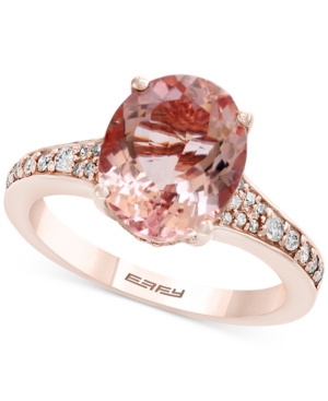 image of Gemstone Bridal by Effy Morganite (3-1/5 ct. t.w.) & Diamond (1/4 ct. t.w.) Engagement Ring in 18k Rose Gold