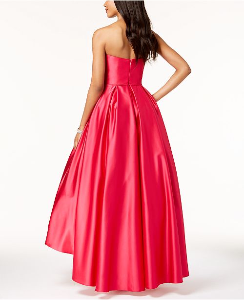 strapless high low ball gown