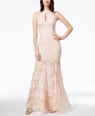 XSCAPE Sequined Lace Mermaid Halter Gown - Macy's