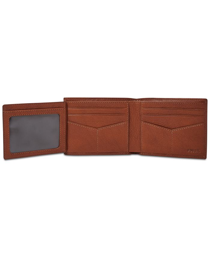 Fossil Men's Peter Embossed Leather Bifold Flip ID Wallet - Macy's