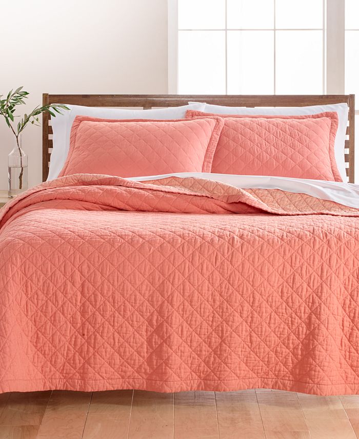 Martha Stewart Collection LinenCotton Broadstitch Diamonds Full/Queen