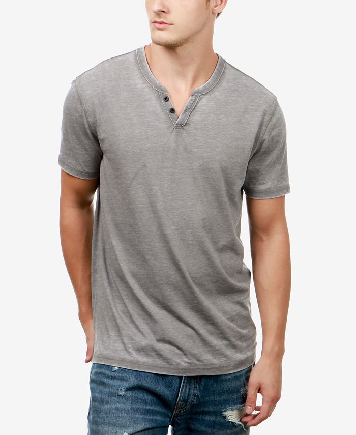 Lucky Brand Men's Burnout Button Notch Short Sleeve Tshirt & Reviews ...