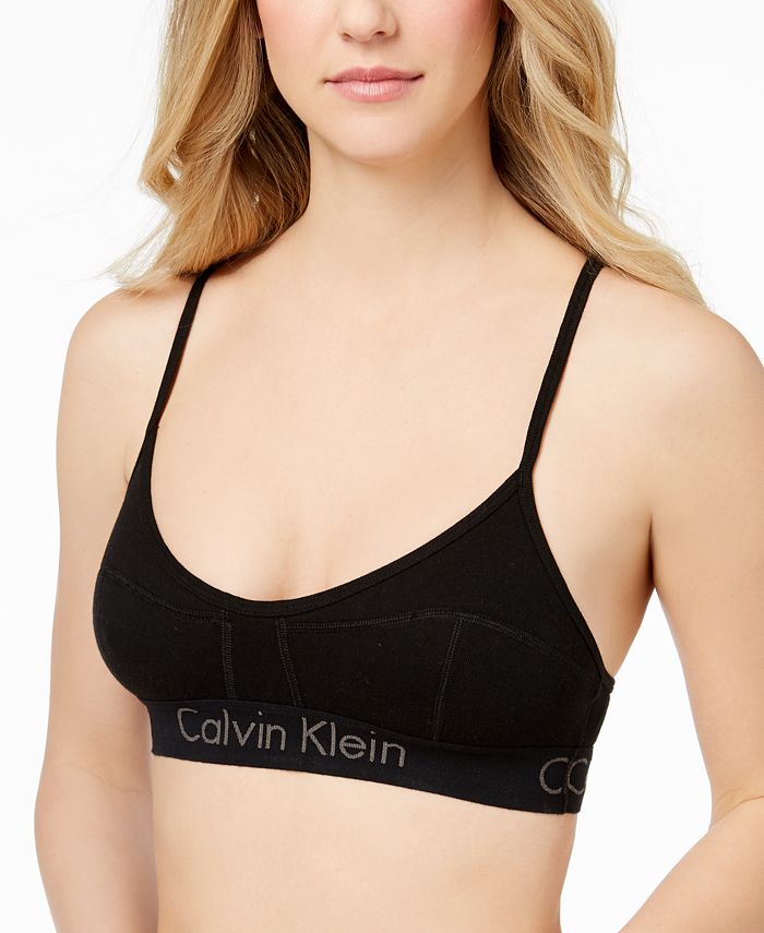 Calvin Klein unlined bralette with large logo banded detail in