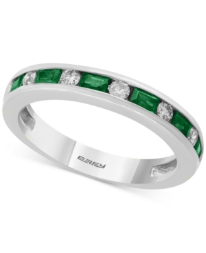 image of Bridal by Effy Emerald (1/2 ct. t.w.) & Diamond (1/6 ct. t.w.) Band in 18k White Gold