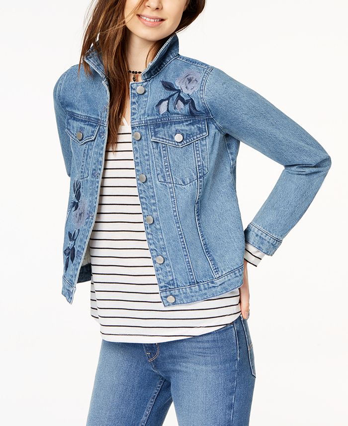 Tinseltown Juniors' Embroidered Denim Jacket & Reviews - Jackets ...
