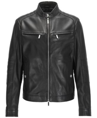 hugo boss leather biker jacket mens