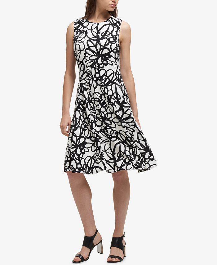 DKNY Floral-Print Fit & Flare Dress, Created for Macy's - Macy's