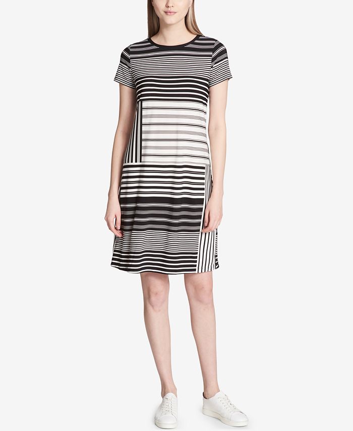 Calvin Klein Striped Shift Dress - Macy's
