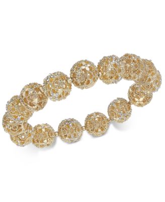 Charter Club - Gold-Tone Crystal Flower Stretch Bracelet