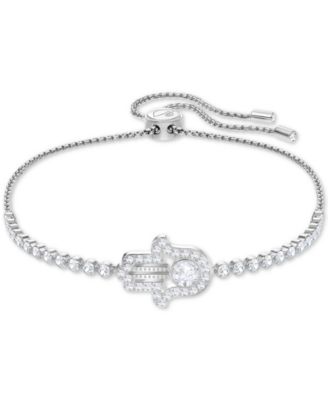 Swarovski - Silver-Tone Crystal Hamsa Hand Slider Bracelet