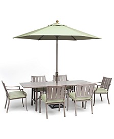 Wayland Outdoor Aluminum 7-Pc. Dining Set (84" x 42" Rectangle Dining Table & 6 Dining Chairs), Created for Macy's