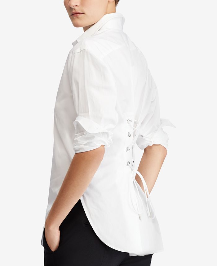 Polo Ralph Lauren Cotton LaceUp Back Boyfriend Shirt Macy's