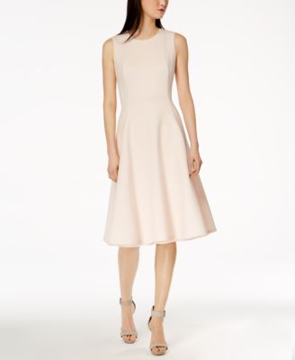 calvin klein scuba midi fit & flare dress