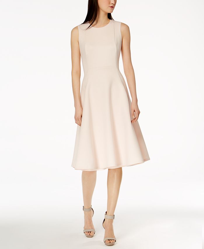 Calvin Klein Scuba Midi Fit & Flare Dress - Macy's