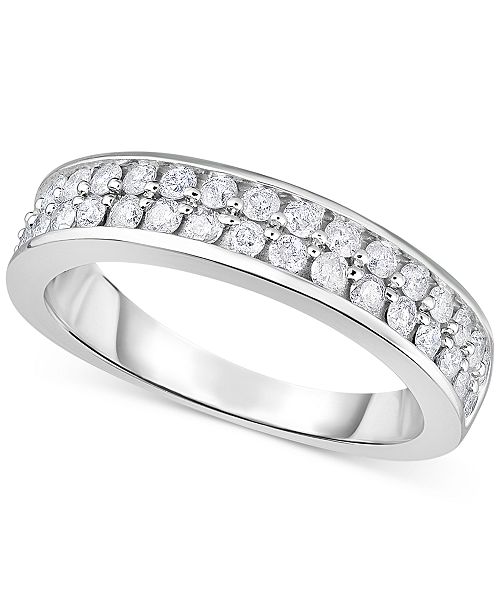 Macy S Diamond Double Row Band 3 4 Ct T W In 14k White Gold