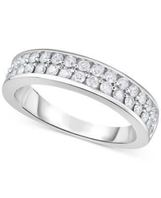 Diamond Double Row Band (3/4 ct. t.w.) in 14k White Gold - Macy's