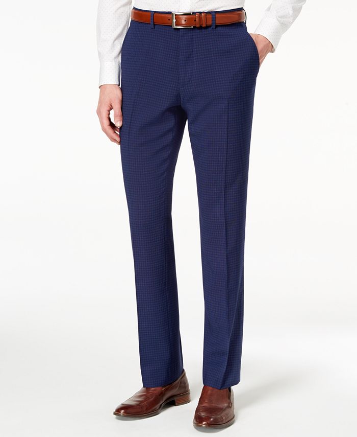 Perry Ellis Men's Slim-Fit Stretch Bright Blue Check Suit - Macy's