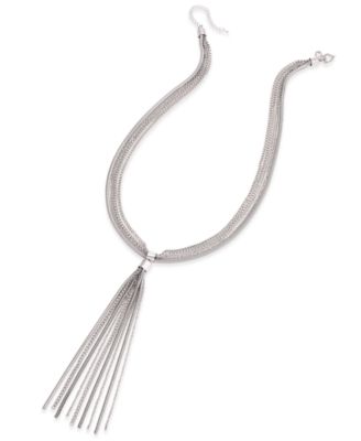 Thalia Sodi - Silver-Tone Multi-Chain Tassel Statement Necklace