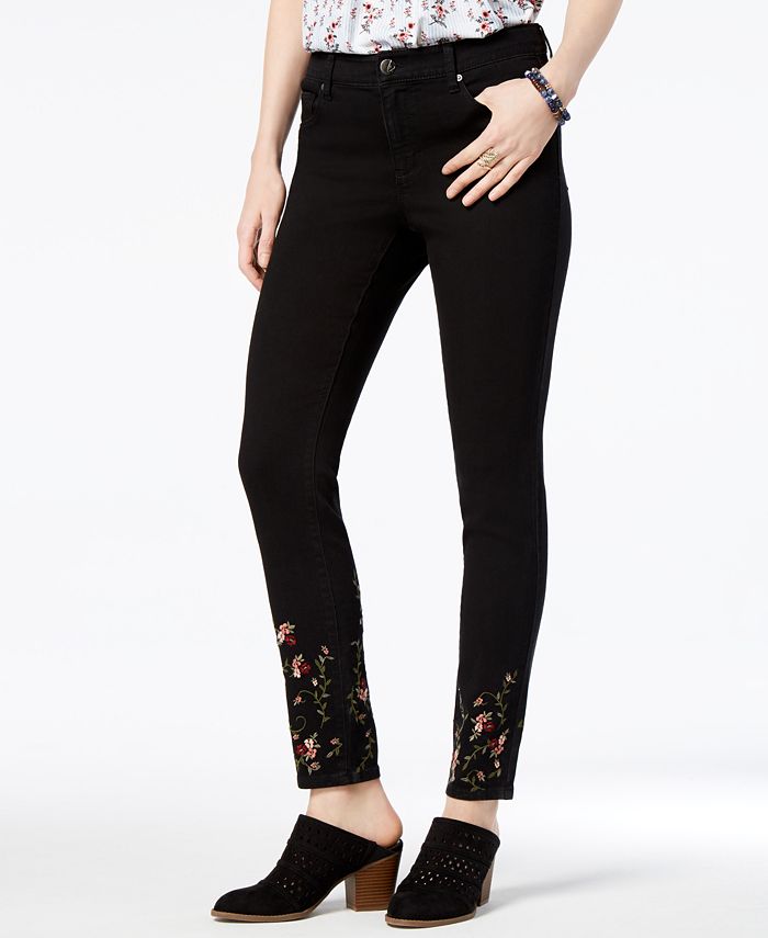 Style & Co Petite Embroidered Skinny Jeans, Created for Macy's - Macy's