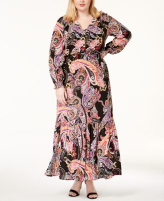ECI - Plus Size Paisley-Print Maxi Dress
