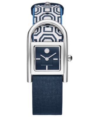 Tory Burch - Women's Thayer Navy & White Leather Strap Watch 25x39mm
