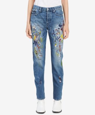 calvin klein splatter jeans