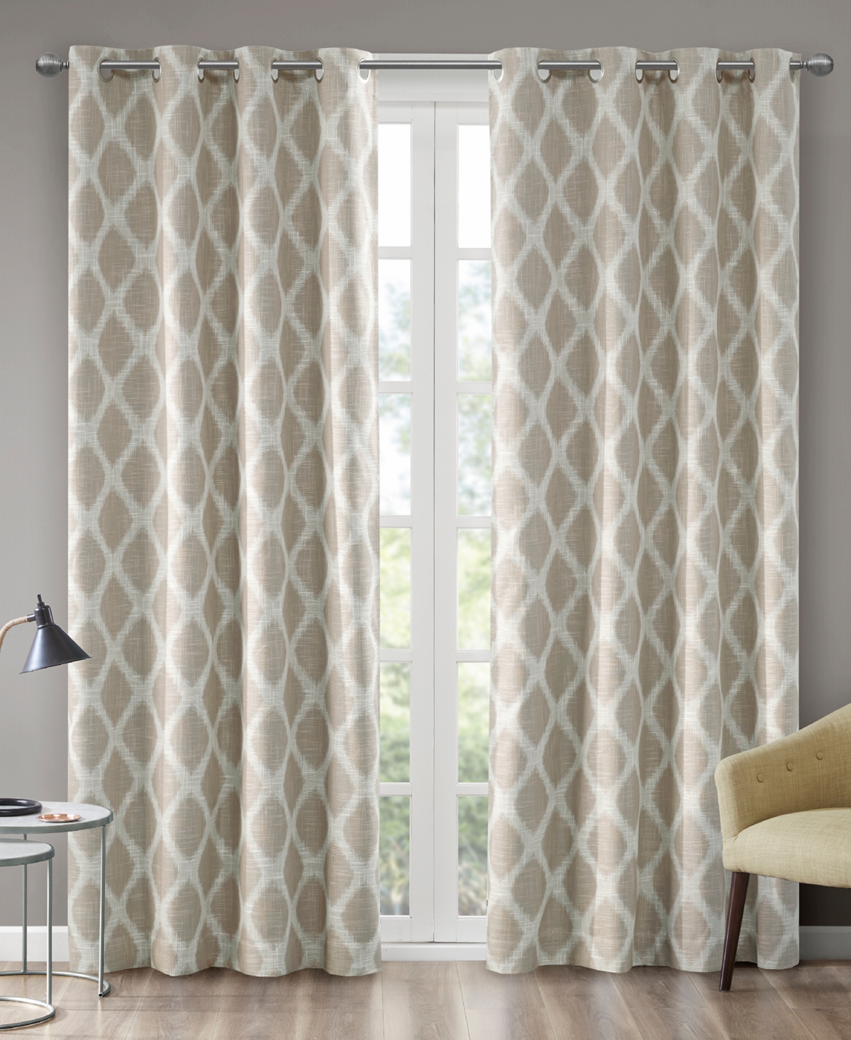 Blakesly Ikat Blackout Curtain Panel, 50"W x 95"L - Taupe