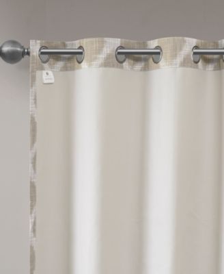 Blakesly Ikat blackout curtains for bedroom, Silver grommet top fit up to 1.25 inches rod Single Curtain Panel for Living Room, Width 50 length 95 inches, Pitch Black Ambiance Taupe Window Panel