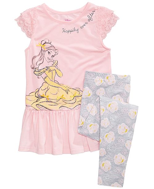 Disney Beauty The Beast 2 Pc Belle T Shirt Leggings Set