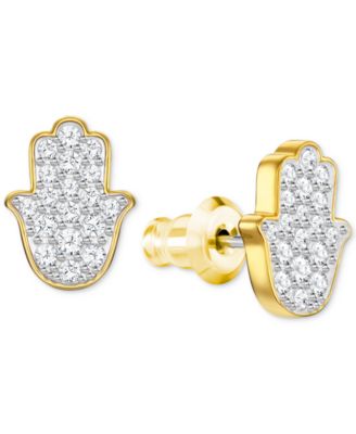 Swarovski - Gold-Tone Crystal Hamsa Hand Stud Earrings