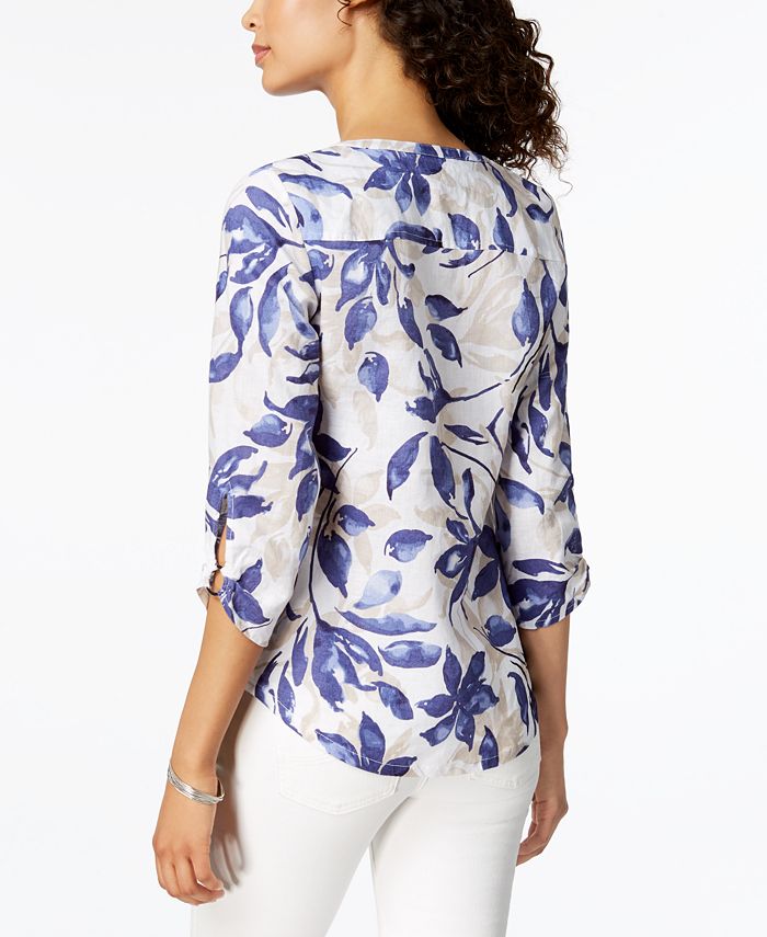 JM Collection Printed Linen Top, Created for Macy's Macy's