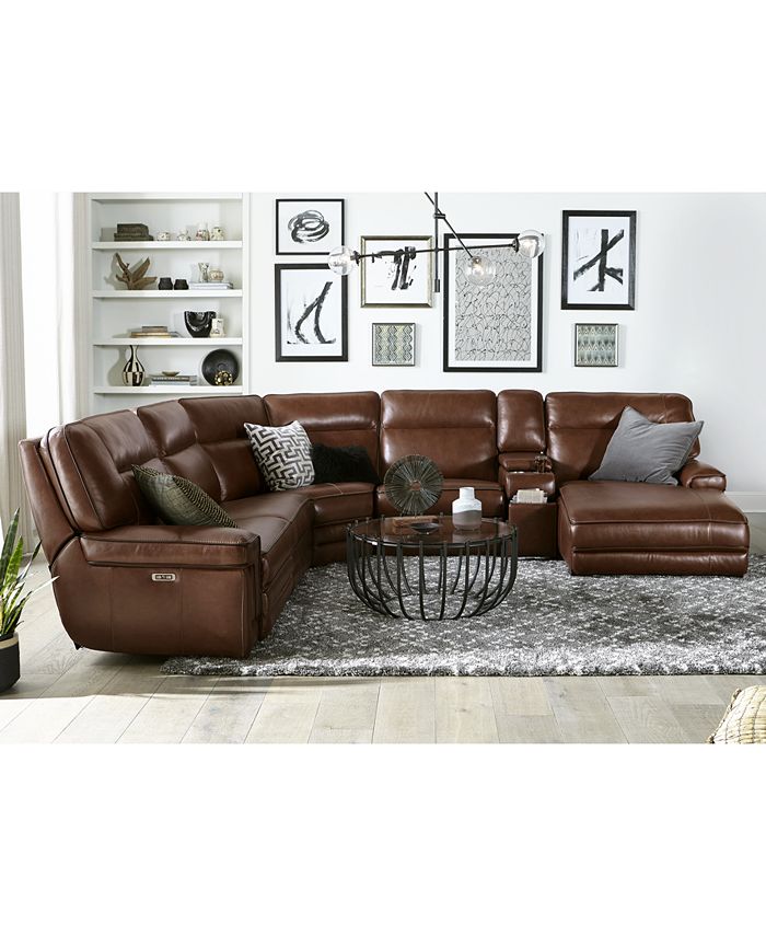 Furniture CLOSEOUT! Myars 5Pc. "L" Shaped Leather Sectional Sofa With