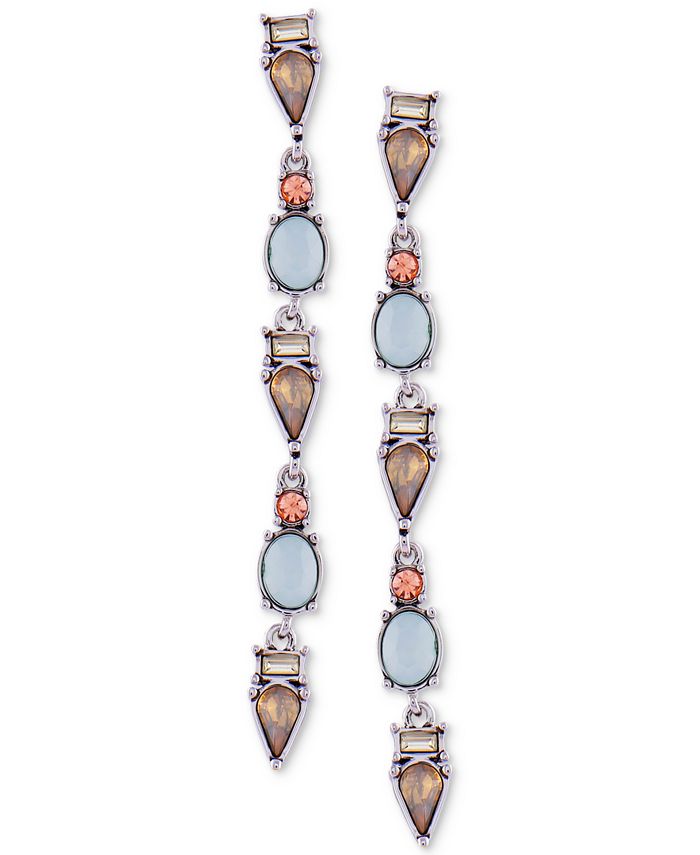GUESS SilverTone MultiStone Linear Drop Earrings Macy's