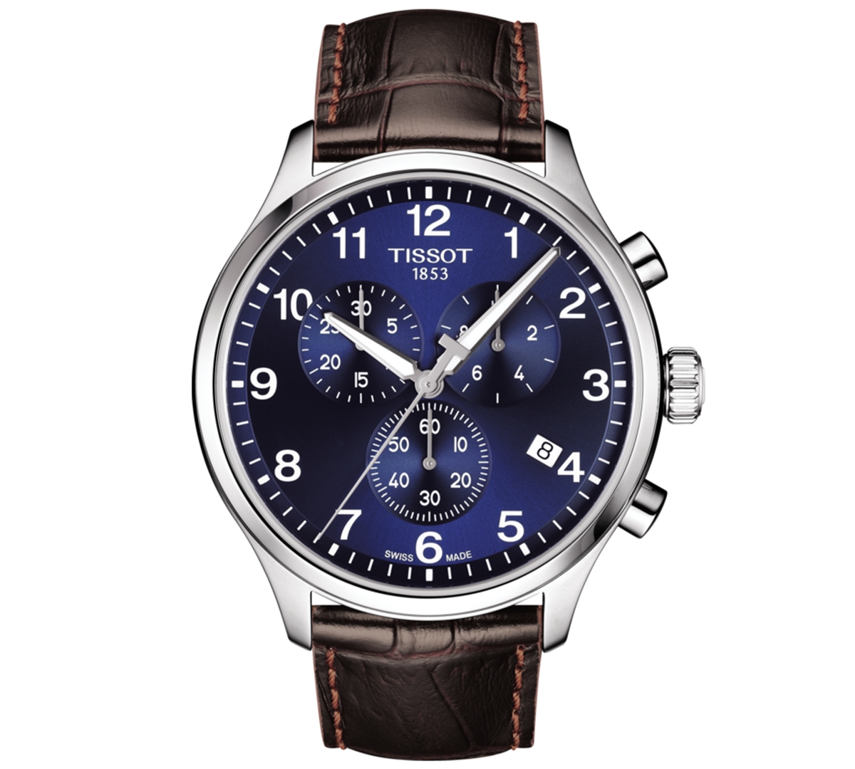 Tissot Men's Swiss Chronograph Chrono Xl Classic T-sport Brown Leather Strap Watch 45mm In Brown,blue