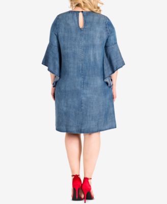 standards and practices Trendy Plus Size Denim Shift Dress