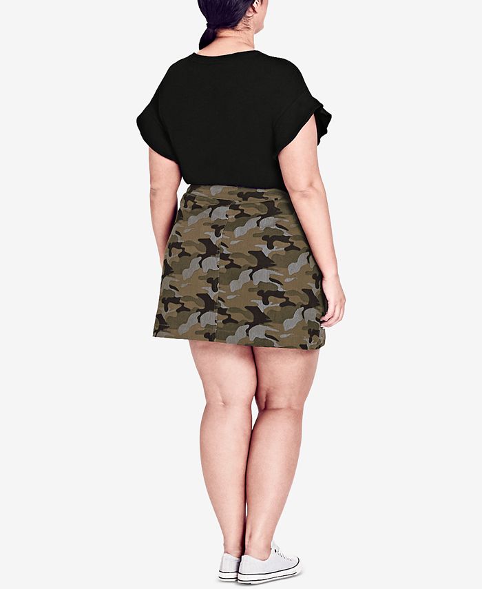 City Chic Trendy Plus Size Cotton CamoPrint Skirt & Reviews Skirts