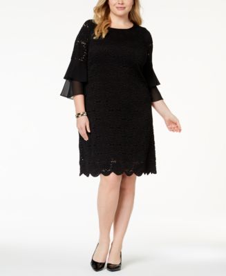 Alfani Plus Size Ruffle-Cuff Floral-Lace Dress, Created for Macy's - Macy's