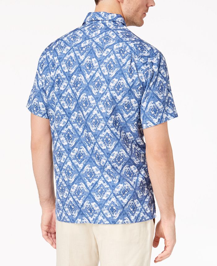 Tommy Bahama Men's Deep Water Diamond-Print Shirt - Macy's