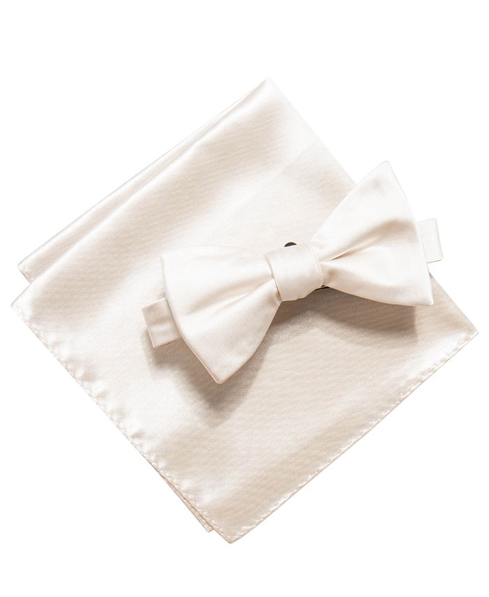 Alfani Men's Satin Solid Bow Tie & Pocket Square Set, Created for Macy ...